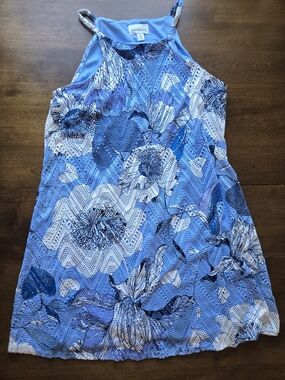 Westport Petite Floral Dress Blue Sleeveless Lightweight Size M